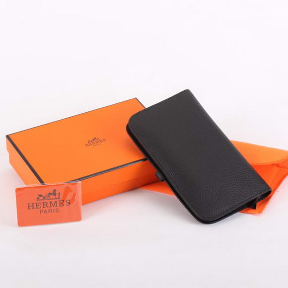 1:1 Quality Hermes Dogon Combined Wallets A508 Black Replica - Click Image to Close